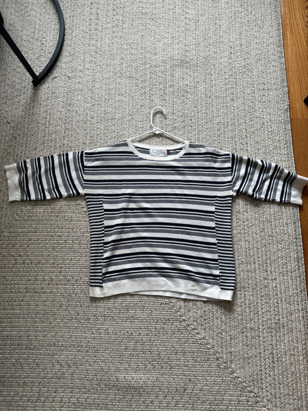 Striped Knit Boatneck Top in Black & White - Women